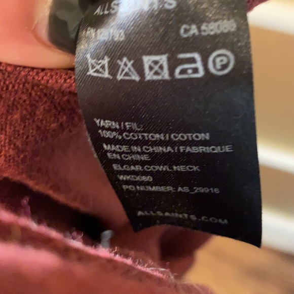 All Saints Burgundy Cowl Neck Sweater - Picture 4 of 5
